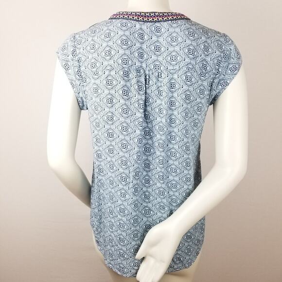 DR2 Daniel Rainn Boho Embroidered Shirt Top S Hi Lo Tassels Popover - Picture 2 of 8